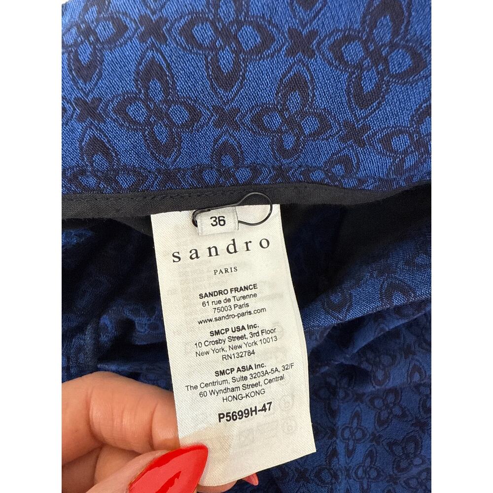 Sandro Blue & Black High Waisted Straight Leg Pants Designer Size 0 / XS - Picture 7 of 7